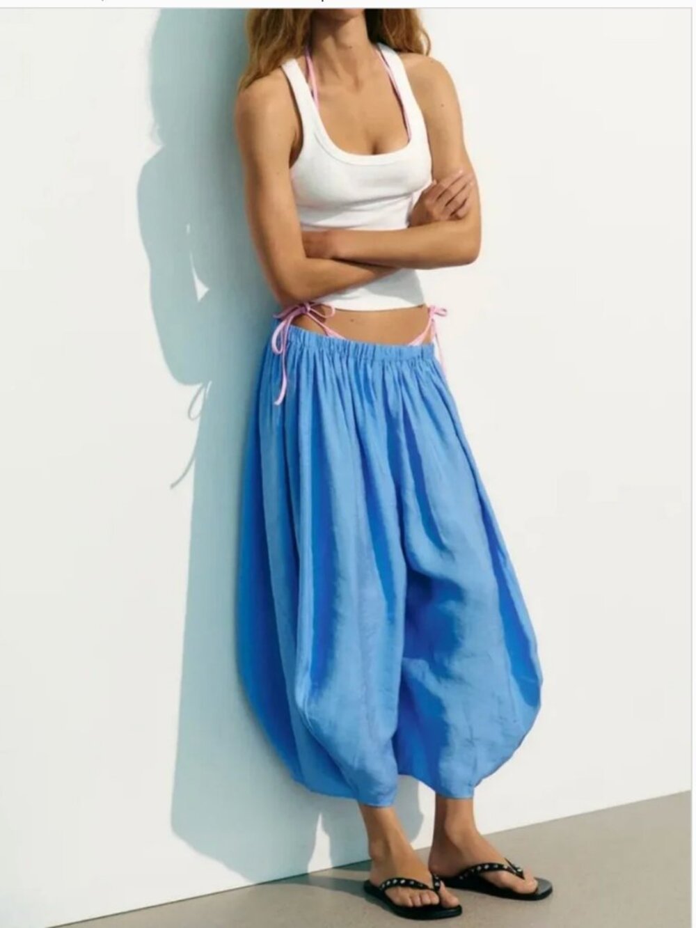 ZARA NWT Flowy Volume Pants Size Small Blue
